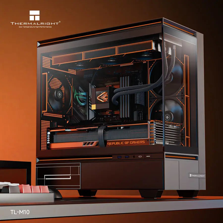 Thermalright TL-M10 Mid-Tower mATX PC Case, Tempered Glass, ABS and SPCC, USB 3.0x2, Type-C, Audio Mic, GPU Length Limit 360mm Black