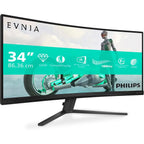 Philips Evnia 34M2C3500L Gaming Monitor, 34' WQHD Curved, 180Hz, 0.5ms, FreeSync Premium, HDR10, 2x HDMI, DisplayPort 1.4, Dark Grey