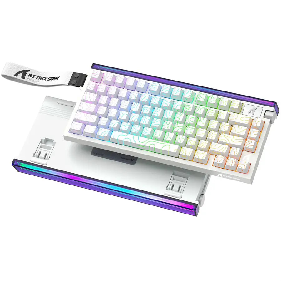 ATTACK SHARK R85 HE Rapid Trigger Keyboard Magnetic Switch, 75% Wired 8KHz Magnetic Keyboard, 0.005mm Rapid Trigger Accuracy, 8000Hz Polling Rate, Custom RGB Lightbox - White Contours