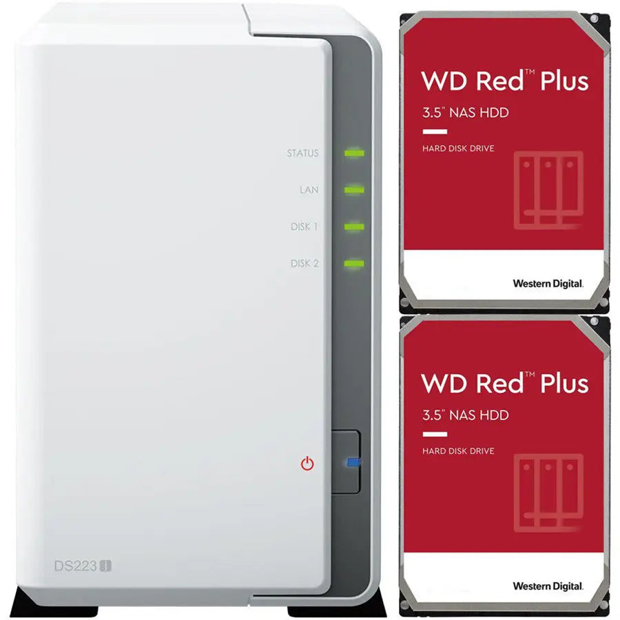 Synology DS223j 2-Bay Diskstation NAS | 8TB Bundle with 2X 4TB WD Red Plus