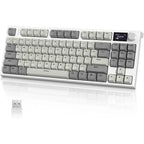 ATTACK SHARK K86 RGB Wireless Mechanical Keyboard, Hot-Swappable, Gasket Mount, RGB Backlit, 2.4GHz/BT/Wired, TFT Color Display & CNC Knob, Business Gray, Blue Whale Switch