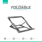 Amaze A535 Aluminum Alloy Foldable Laptop And Tablet Riser, Thin Portable Stand, 8-Step Height Adjustment, For Laptops Till 15.6 Inch