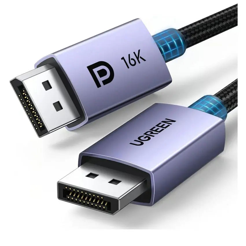 UGREEN 15384 16K DisplayPort Cable 2.1 2 Meter, VESA Certified, 80Gbps, HDR, FreeSync, G-Sync, UHBR10, Braided, 16K@60Hz, 8K@240Hz, 4K@240Hz