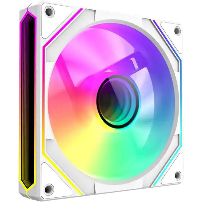 GameMax FN12A-S8I-RW ARGB Fan, Reverse 120mm, White Frame, Intelligent Speed Control, Inner and Outer Light, Shockproof Design, Reverse Blade, Case Fan, White