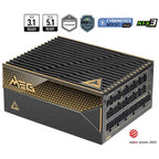 MSI MEG Ai1600T Power Supply, 1600W, PCIe 5.1 and ATX 3.1 Ready, Dual-Native 12V-2x6 Connectors, Tri-Certified Titanium