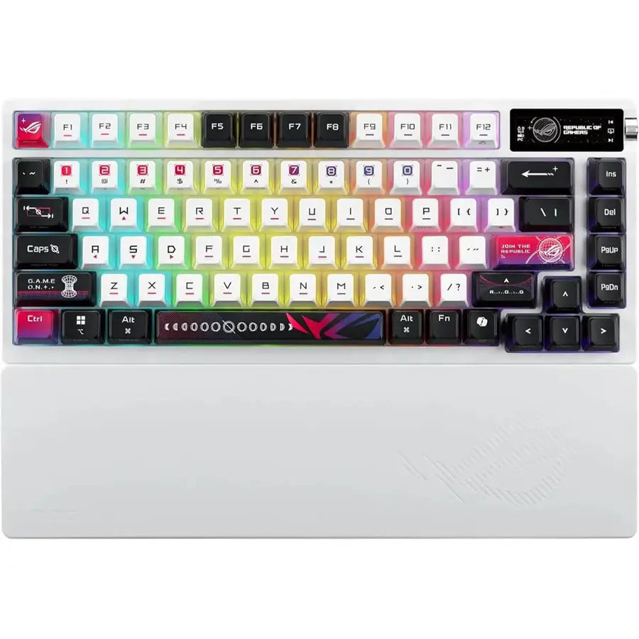 Asus Rog Azoth X Wireless Mechanical Gaming Keyboard, Tri-Mode Connectivity, Hot Swappable ROG NX V2 Snow Linear Switches, PBT Keycaps, White