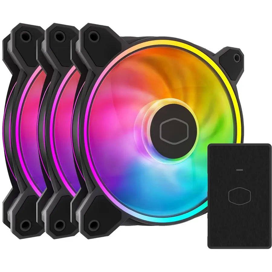 Cooler Master MF120 Halo² Black 3-in-1 PC Case Fan, 120mm, Dual-Loop aRGB Rings, Dynamic PWM Up To 2050RPM, Air Balance Blades, Hybrid Frame