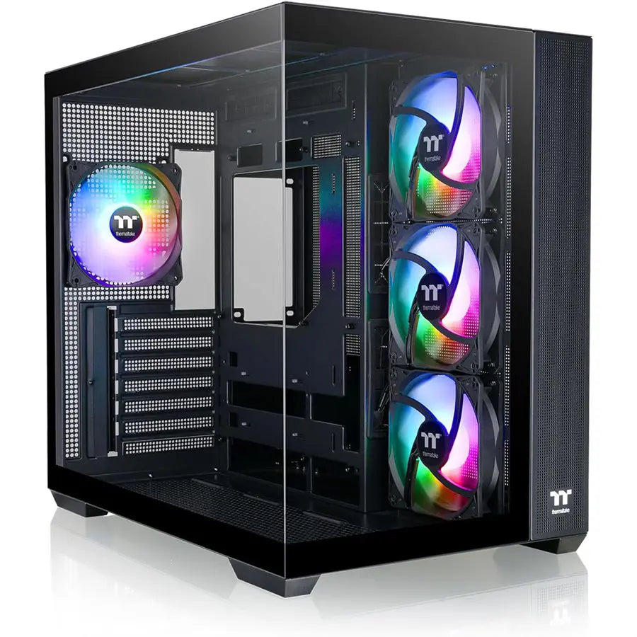 Thermaltake View 380 TG ARGB Mid Tower ATX PC Case, Dual Tempered Glass, 4x120mm ARGB Fans Included, Hidden-Connector Motherboard Support, USB 3.2 Gen 2 Type-C, Black, CA-1Z2-00M1WN-00