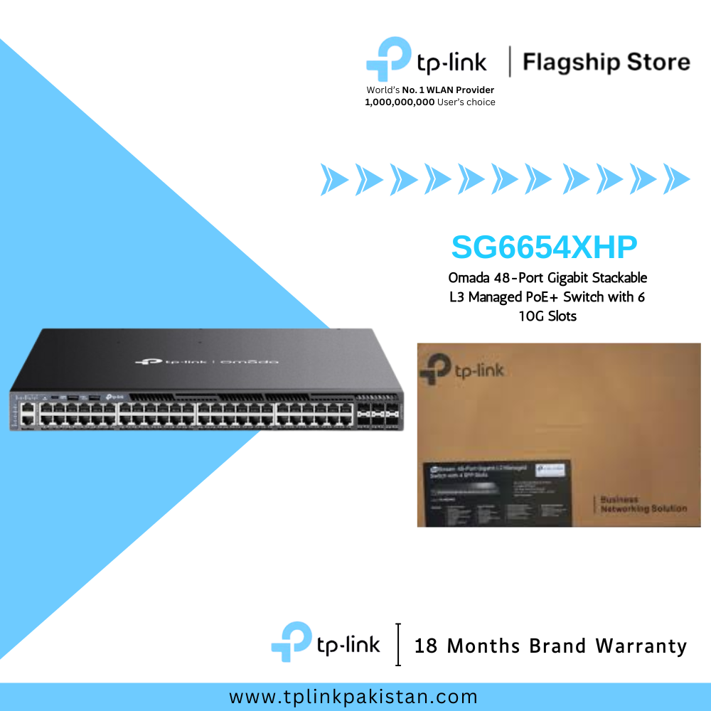 SG6654XHP Omada 48-Port Gigabit Stackable L3 Managed PoE+ Switch with 6 10G Slots
