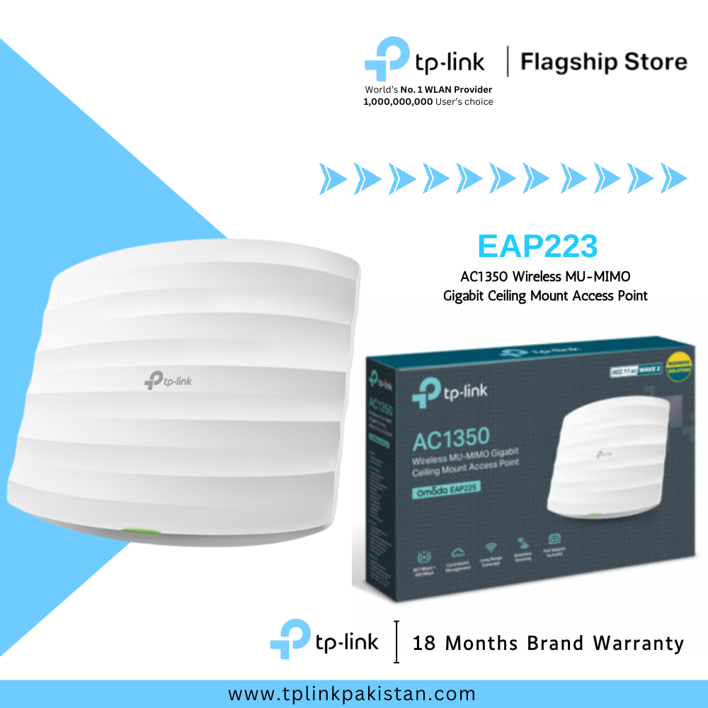 TP-Link Access Point EAP223 AC1350 Wireless MU-MIMO Gigabit Ceiling Mount Access Point