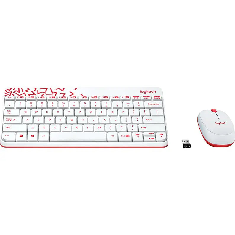 Logitech MK240 NANO Wireless Keyboard and Mouse Combo (White/Vivid Red) 920-008201