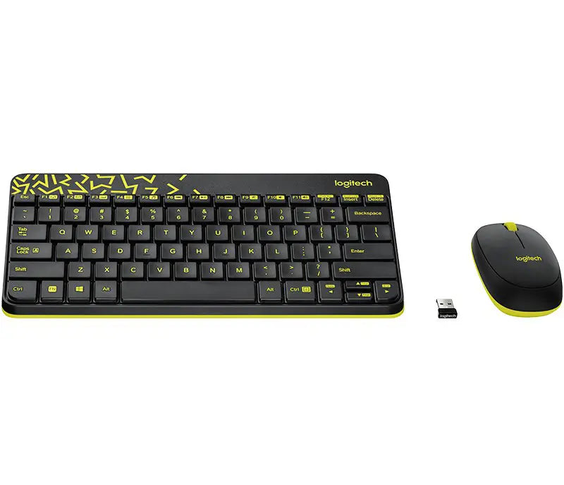 Logitech MK240 NANO Wireless Keyboard and Mouse Combo (Black/Chartreuse Yellow) 920-008202