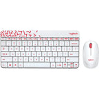 Logitech MK240 NANO Wireless Keyboard and Mouse Combo (White/Vivid Red) 920-008201