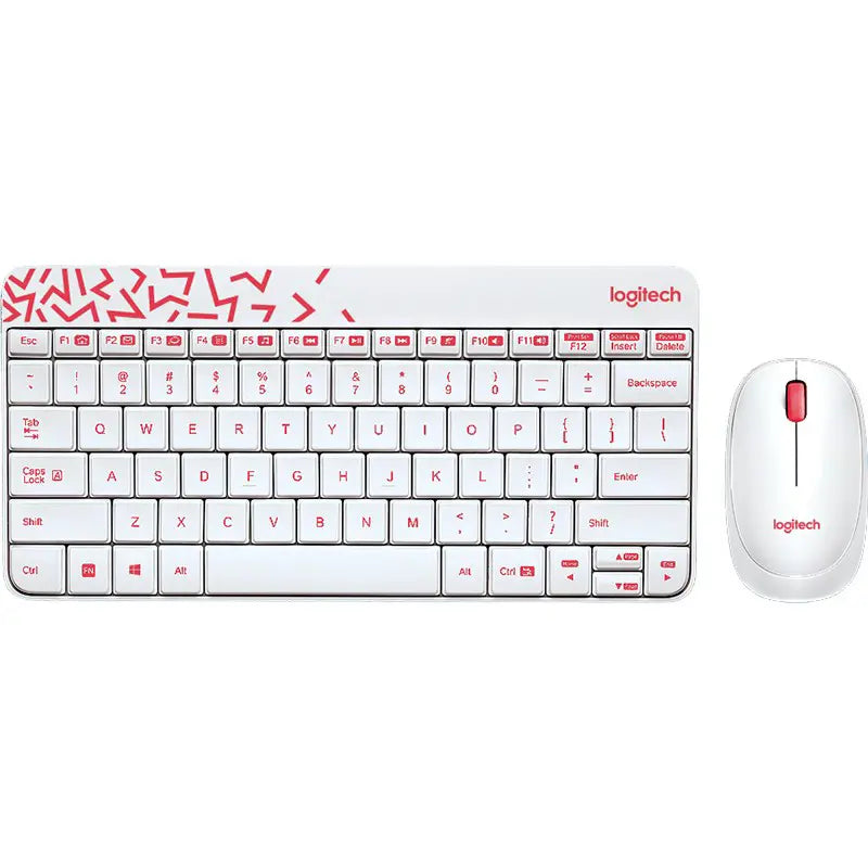 Logitech MK240 NANO Wireless Keyboard and Mouse Combo (White/Vivid Red) 920-008201