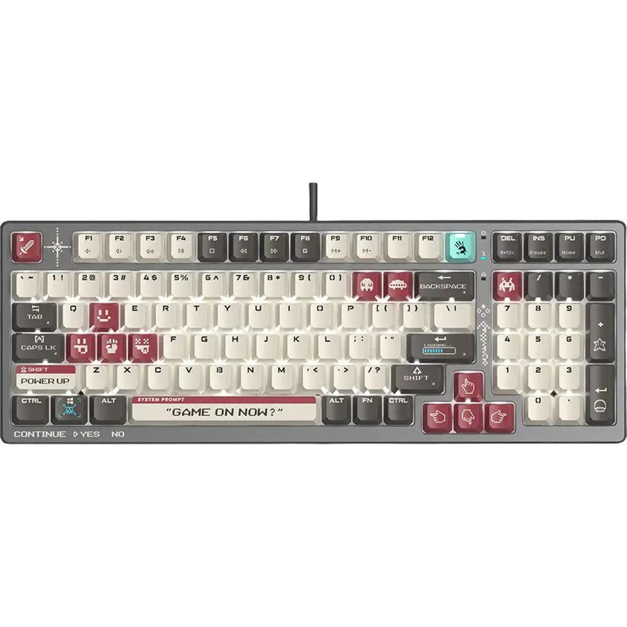 Bloody S98 Hot-Swappable BLMS Mechanical Gaming Keyboard, BLMS Red Plus Mechanical Switch, 98-Key Style Keyboard, RGB Backlit, Pixels Red