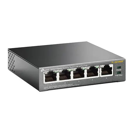TP-Link TL-SG1005P 5-Port Gigabit Desktop Switch with 4-Port PoE, QoS, and IGMP Snooping