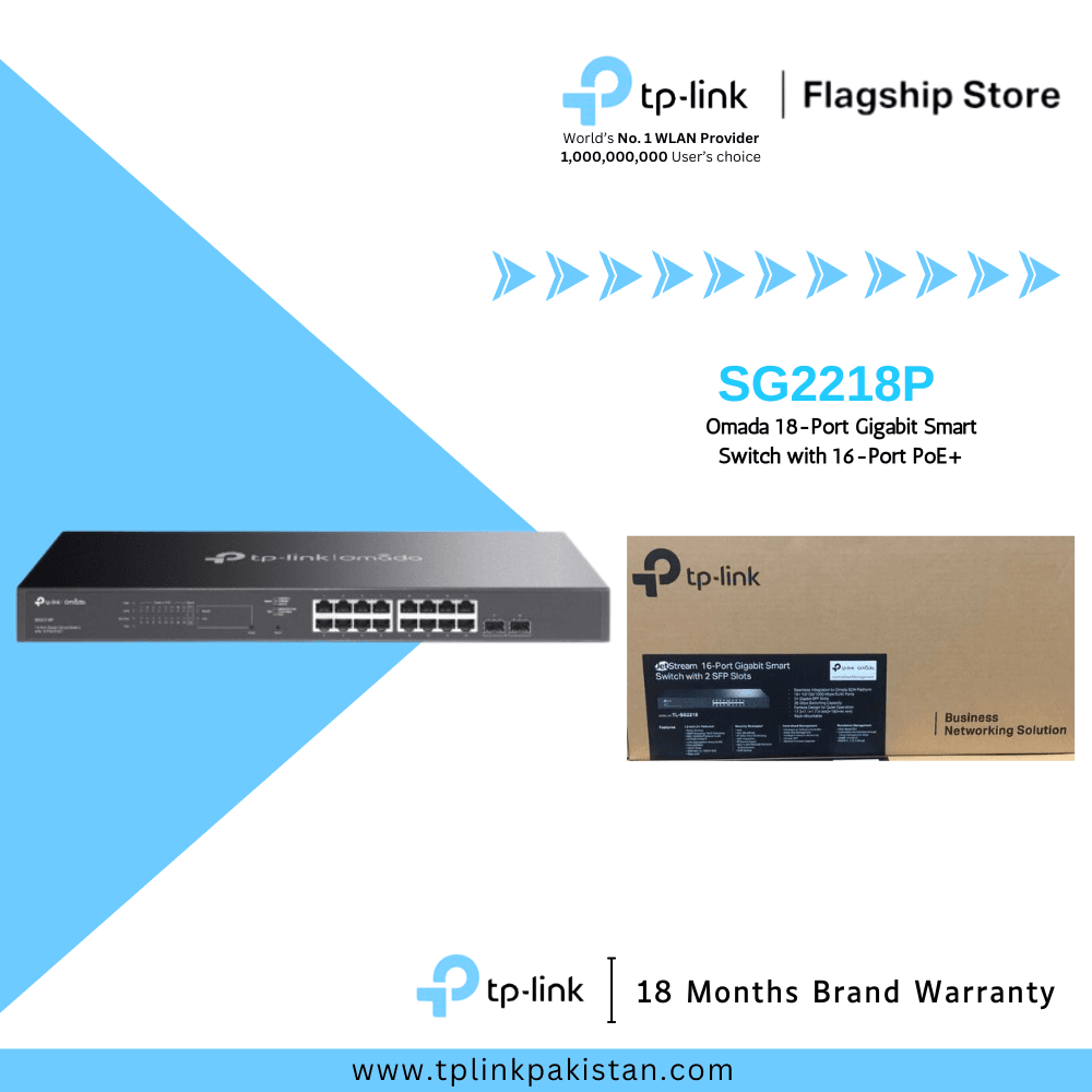 TP-Link Network Gigabit Desktop Switch TL-SG2218P JetStream 18-Port Gigabit Smart Switch with 16-Port PoE+